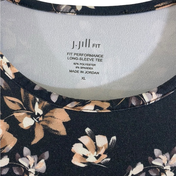 J Jill Fit Performance Long Sleeve Tee Floral Stretch Womens Size XL - Picture 6 of 9